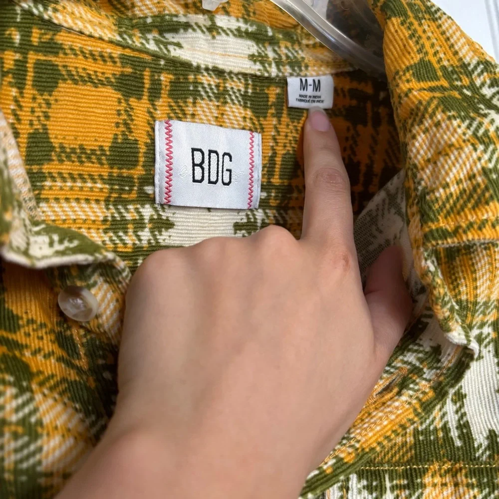 Urban Outfitters BDG Unisex Evan Plaid Cord Corduroy Checkered Shirt